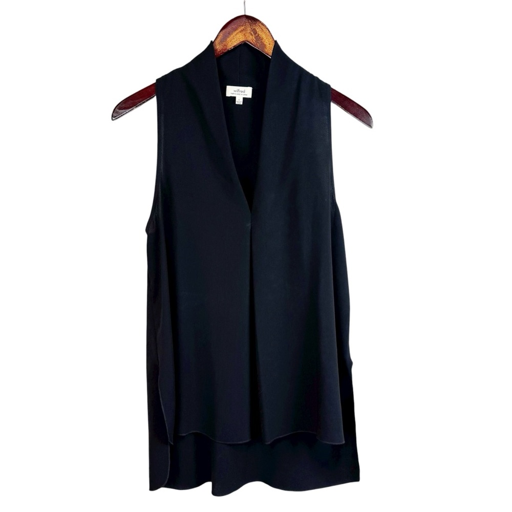 Wilfred | Black Sleeveless Top w High Low Hem, S